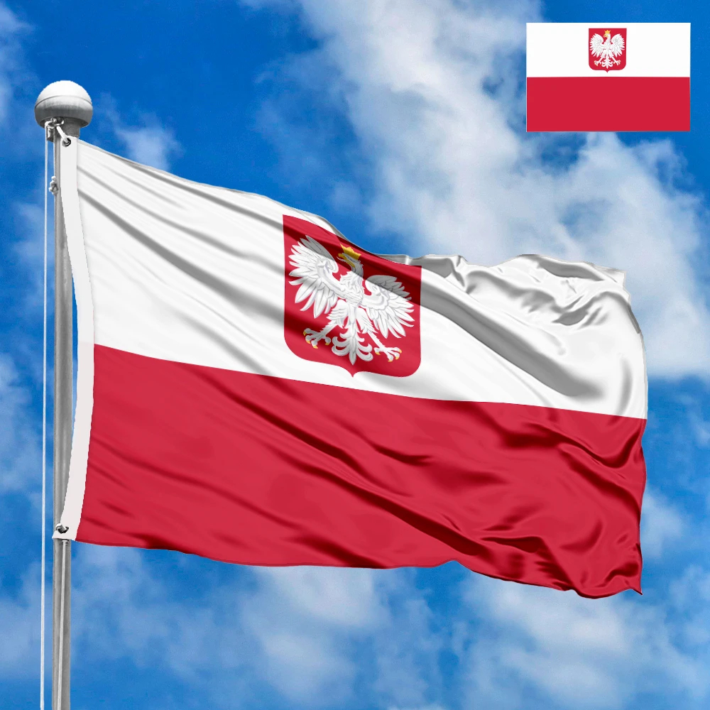 Flag of Poland with coat of arms